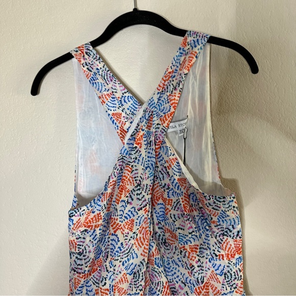 WILLA STORY white printed asymmetrical tiered ruffle Mia midi dress M NEW - Picture 2 of 10